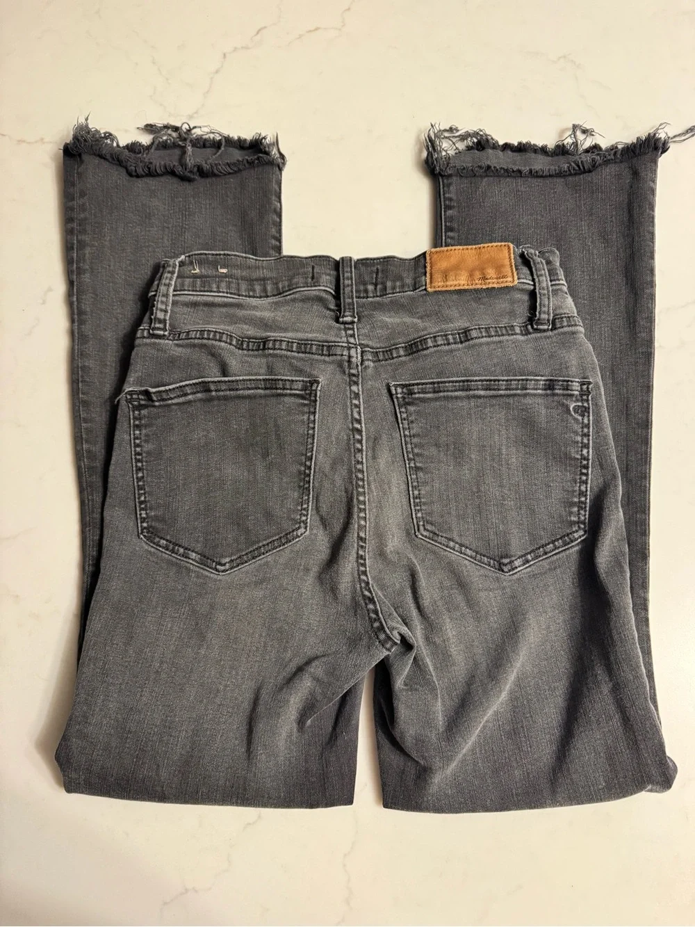 Madewell Gray Button Fly Distressed Raw Hem Jeans Size 25